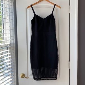 Express Black Mesh Midi Dress